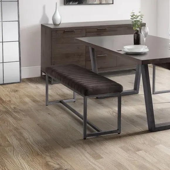 Dining Bench with Trapeze Legs - Grey, Oak image