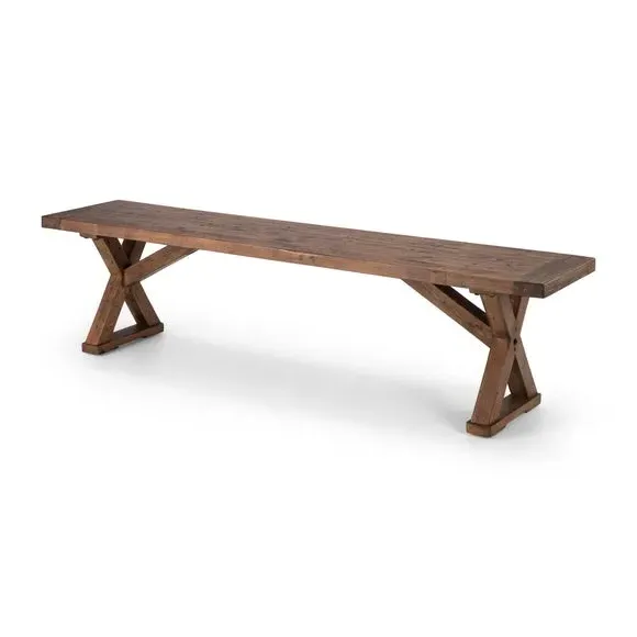 Dining Bench with Trestle Legs - Dark Wood