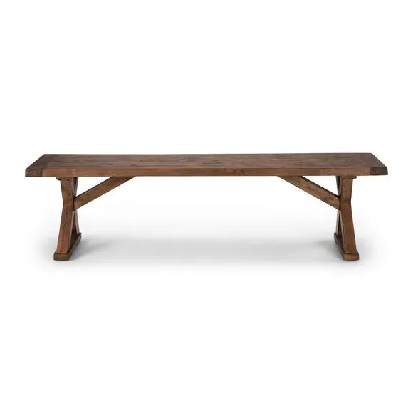 Dining Bench with Trestle Legs - Dark Wood