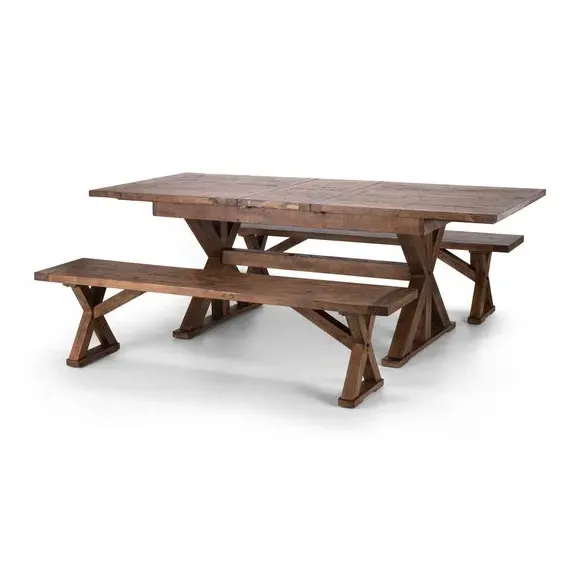 Dining Bench with Trestle Legs - Dark Wood