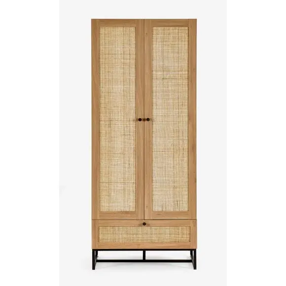 Double 1 Drawer Wardrobe - Oak, Rattan