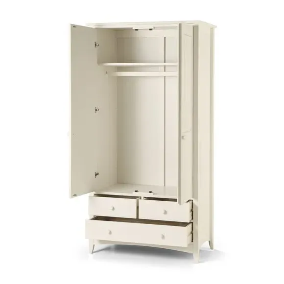 Double Wardrobe with 3 Drawers - Stone, MDF