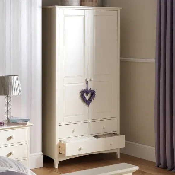 Double Wardrobe with 3 Drawers - Stone, MDF image