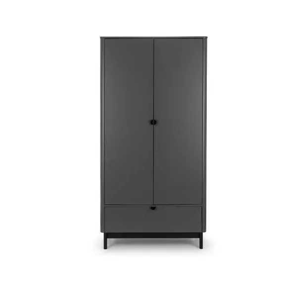 Double Wardrobe with Drawer - Grey, Wood