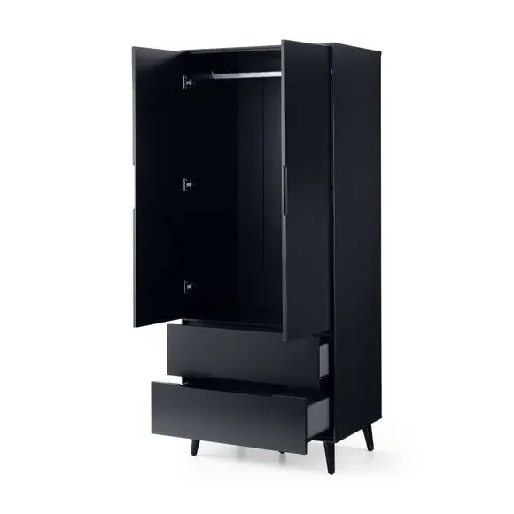 Double Wardrobe with Drawers - Anthracite, Oak