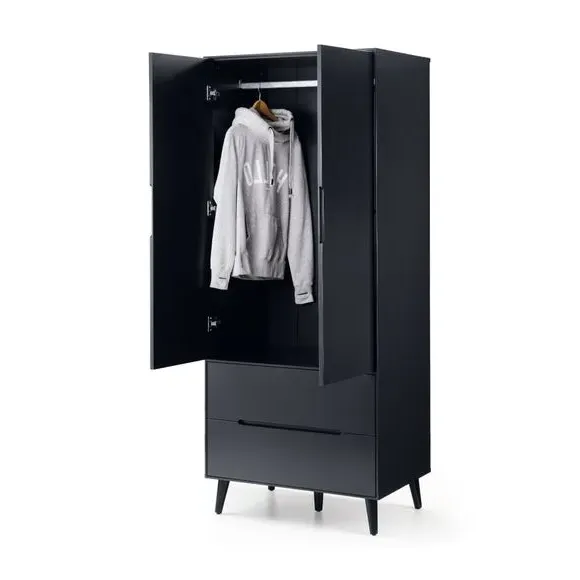 Double Wardrobe with Drawers - Anthracite, Oak