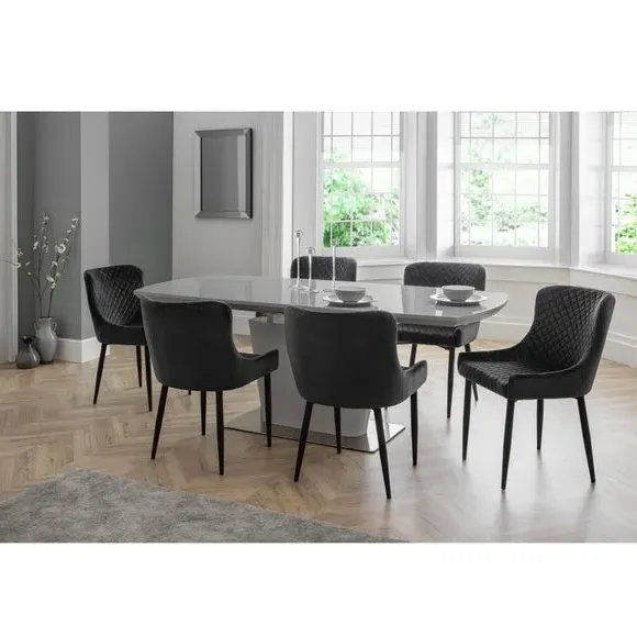 Extendable Dining Table - Grey, High Gloss image