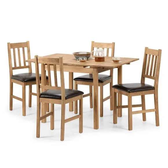 Extendable Dining Table with 4 Chairs - Oak image