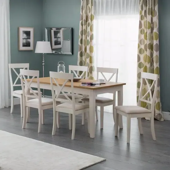 Extendable Dining Table with 6 Chairs - Ivory, Oak image