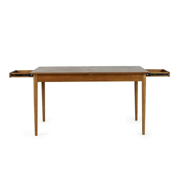 Extendable Dining Table with Drawers - Brown, Wood