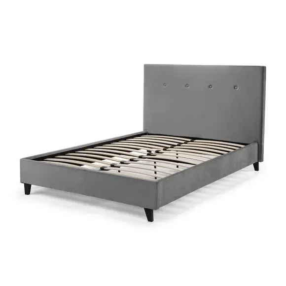 Fabric Bed Frame with Headboard - Grey, Velvet