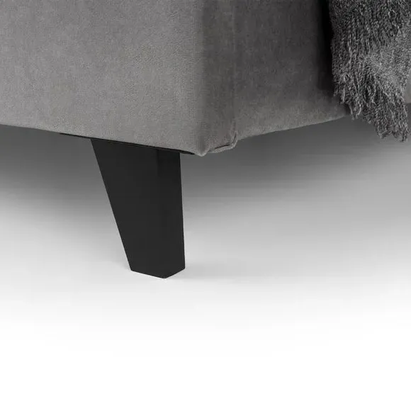 Fabric Bed Frame with Headboard - Grey, Velvet