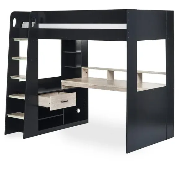Gaming Bunk Bed with Desk - Black, Wood