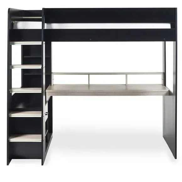 Gaming Bunk Bed with Desk - Black, Wood