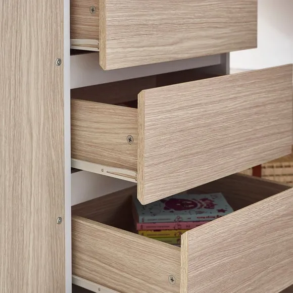 High Sleeper Bed with Desk - Light Wood