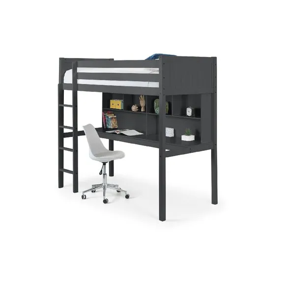 High Sleeper Bed with Storage - Black, Hardwood