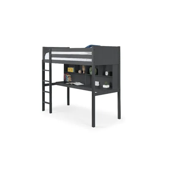 High Sleeper Bed with Storage - Black, Hardwood