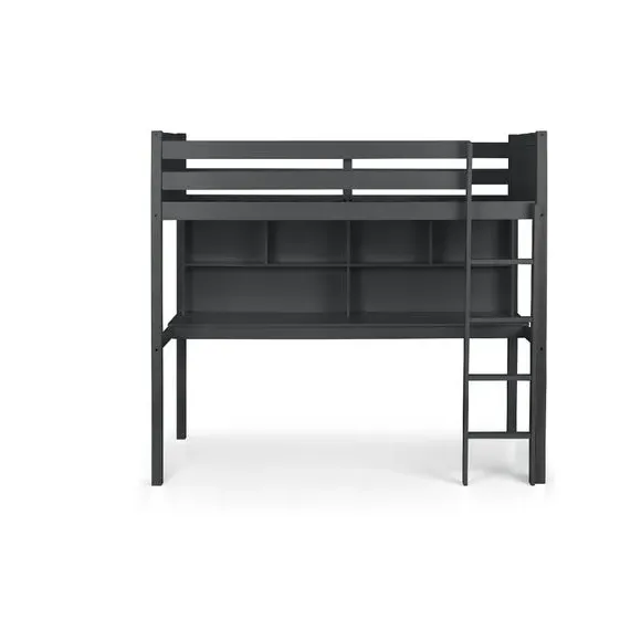 High Sleeper Bed with Storage - Black, Hardwood