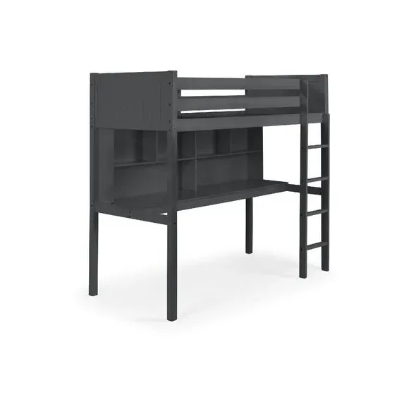High Sleeper Bed with Storage - Black, Hardwood