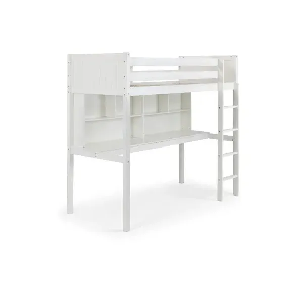 High Sleeper Bed with Storage - White, Hardwood