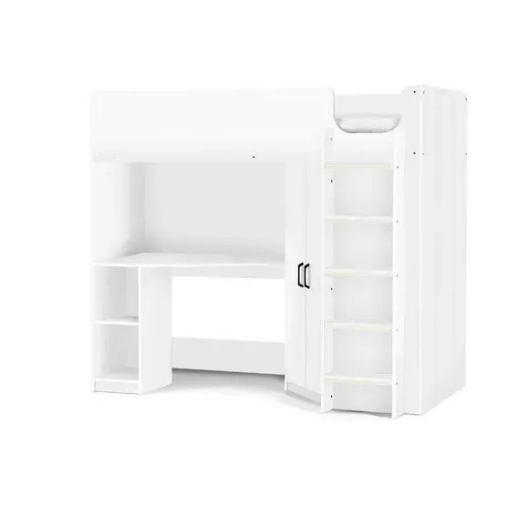 High Sleeper Bed with Wardrobe - White
