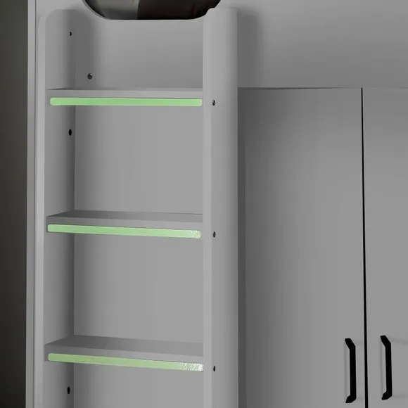 High Sleeper Bed with Wardrobe - White
