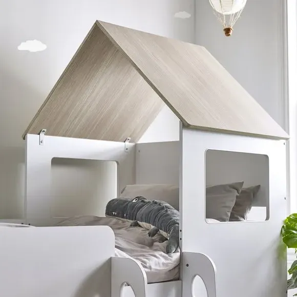 House Style Midsleeper Bed with Storage - Oak