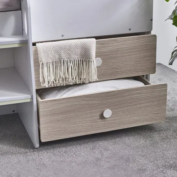 House Style Midsleeper Bed with Storage - Oak