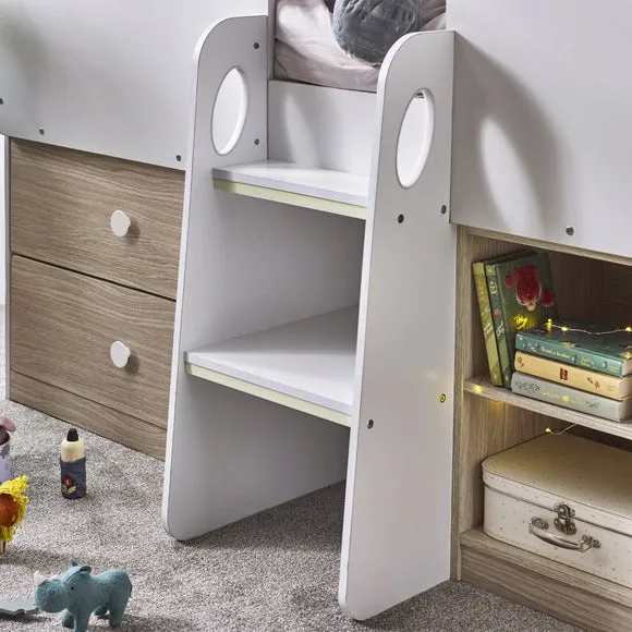 House Style Midsleeper Bed with Storage - Oak