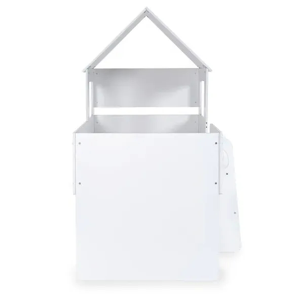 House Style Midsleeper Bed with Storage - White