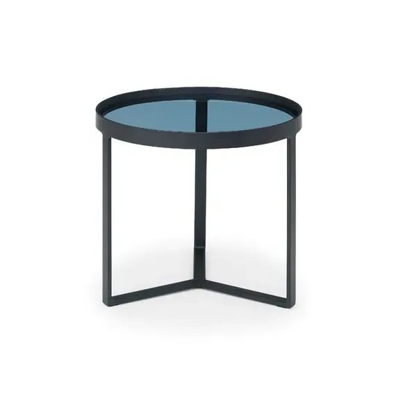 Lamp Table with Glass Top - Black, Metal
