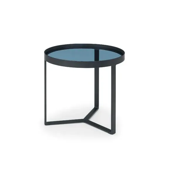 Lamp Table with Glass Top - Black, Metal
