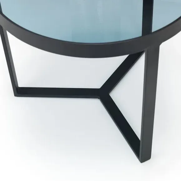 Lamp Table with Glass Top - Black, Metal