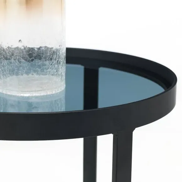Lamp Table with Glass Top - Black, Metal