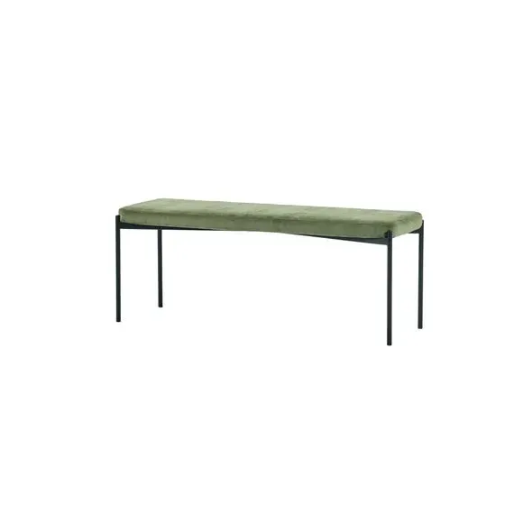 Long Dining Bench with Cushion - Green, Velvet