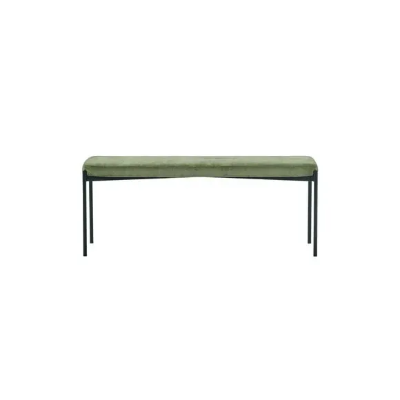 Long Dining Bench with Cushion - Green, Velvet