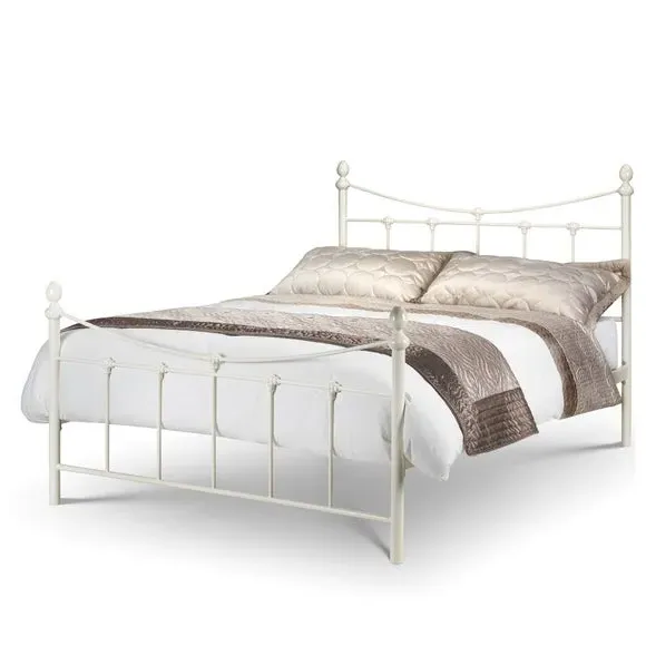 Metal Bed Frame with Gold Accents - Stone