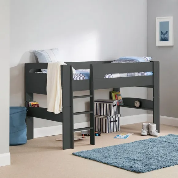 Mid Sleeper Bed with Ladder - Anthracite, Wood image