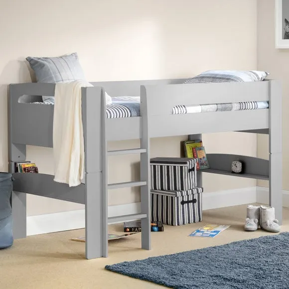 Mid Sleeper Bed with Ladder - Grey, Wood