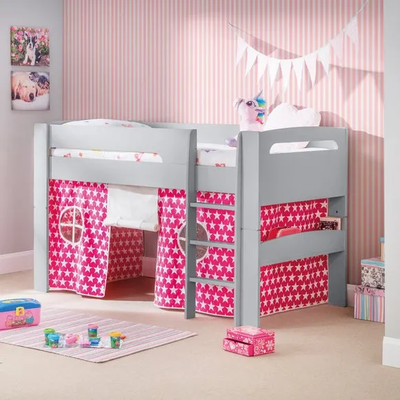 Mid Sleeper Bed with Tent - Grey