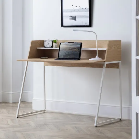 Modern Desk with Shelf - Brown, Oak Effect