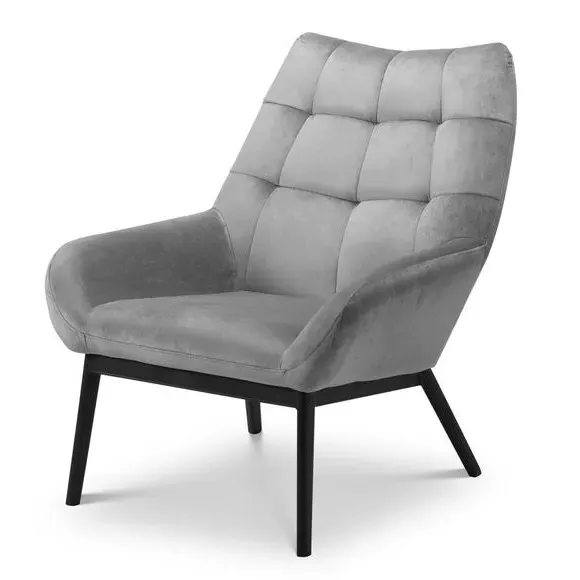 Occasional Chair with Tufted Back - Grey, Velvet