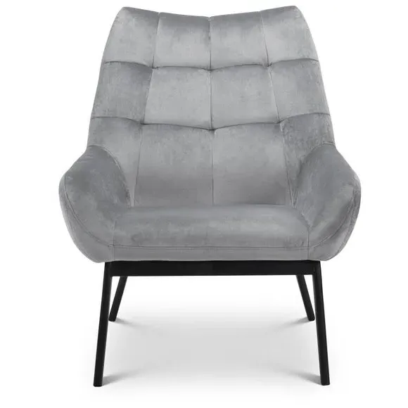 Occasional Chair with Tufted Back - Grey, Velvet