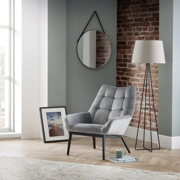 Occasional Chair with Tufted Back - Grey, Velvet image
