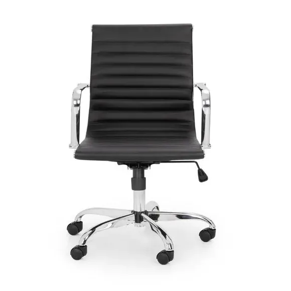 Office Chair with Adjustable Height - Black, Faux Leather