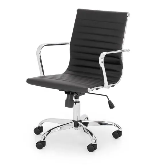 Office Chair with Adjustable Height - Black, Faux Leather image