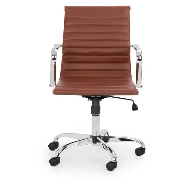 Office Chair with Adjustable Height - Brown, Faux Leather