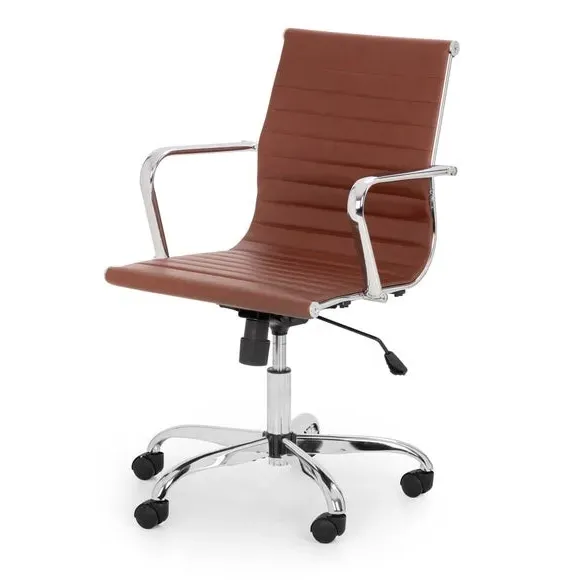 Office Chair with Adjustable Height - Brown, Faux Leather