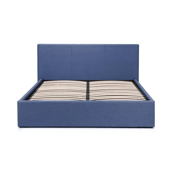 Ottoman Bed Frame with Storage - Blue, Fabric
