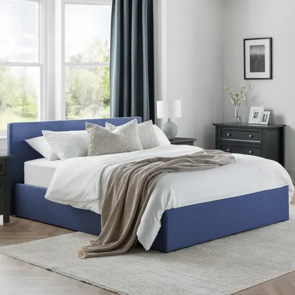 Ottoman Bed Frame with Storage - Blue, Fabric image